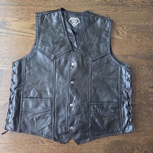 NWOT Diamond Plate Buffalo Men's Black Leather Vest Sz.L